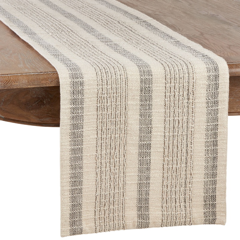 Striped Woven Runner Ivory 16″x108″