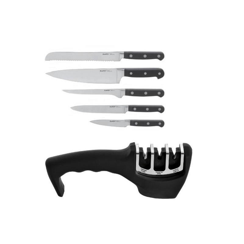 BergHOFF Essentials Contempo 6Pc Stainless Steel Knife Set with Wood Case