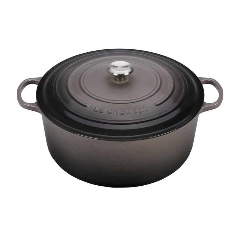 Le Creuset 13 1/4 Qt. Signature Round Dutch Oven w/Stainless Steel Knob – Oyster- Personalized Engraving Available