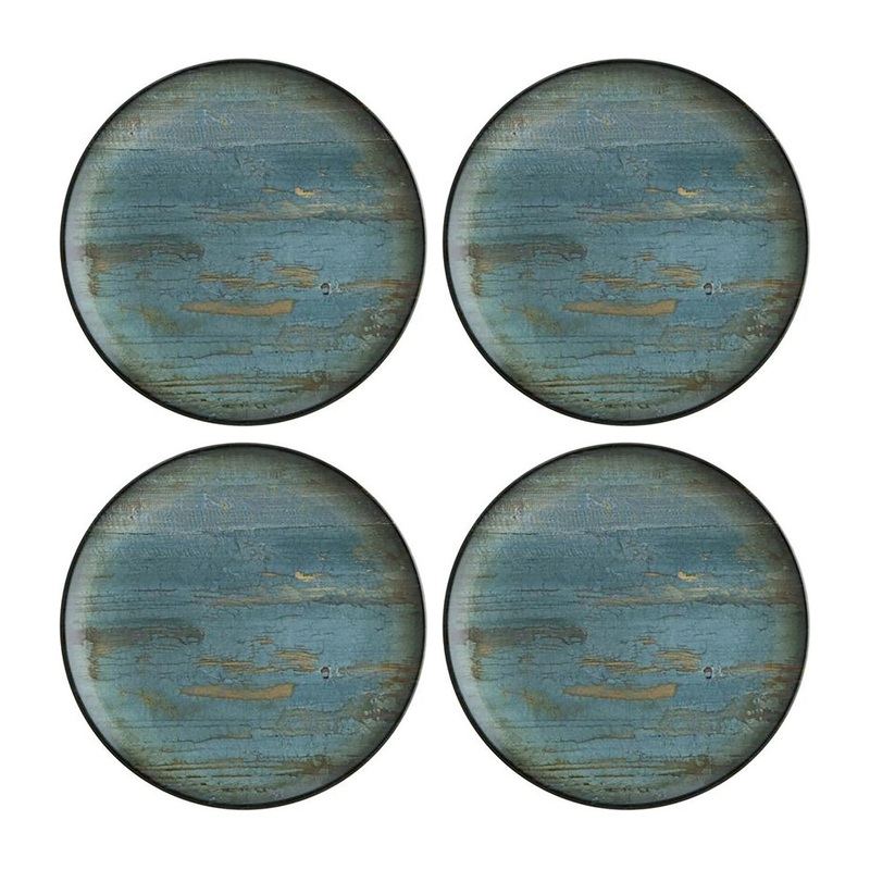 Madera dia.9″ Round Decorated Porcelain Plate (Set of 4)