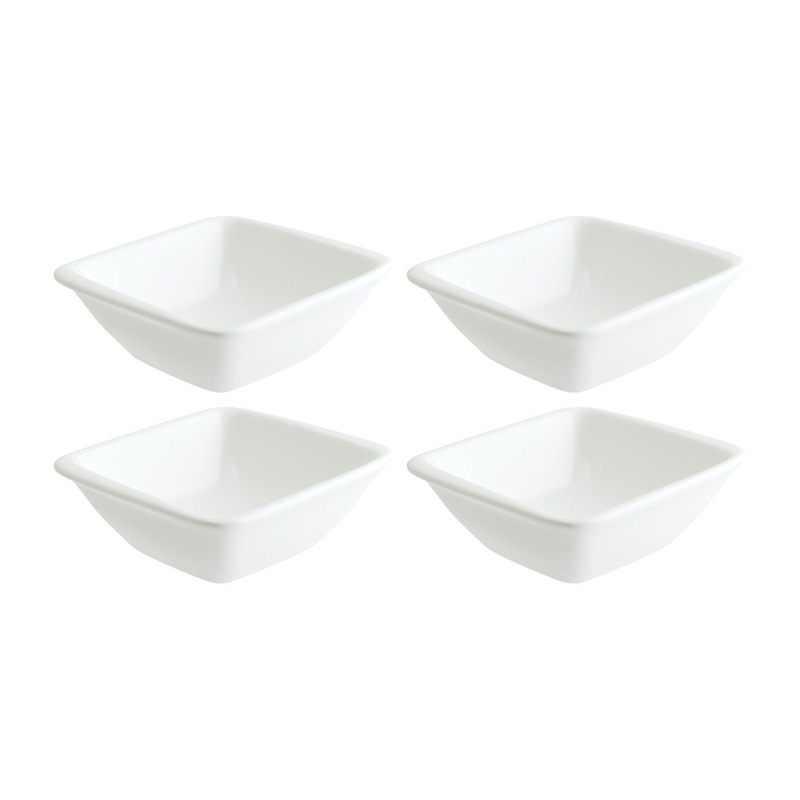 Moove 3.5″ x 3.5″ x h:1.25″ 1 oz. Square Warm White Porcelain Ramekin (Set of 4)