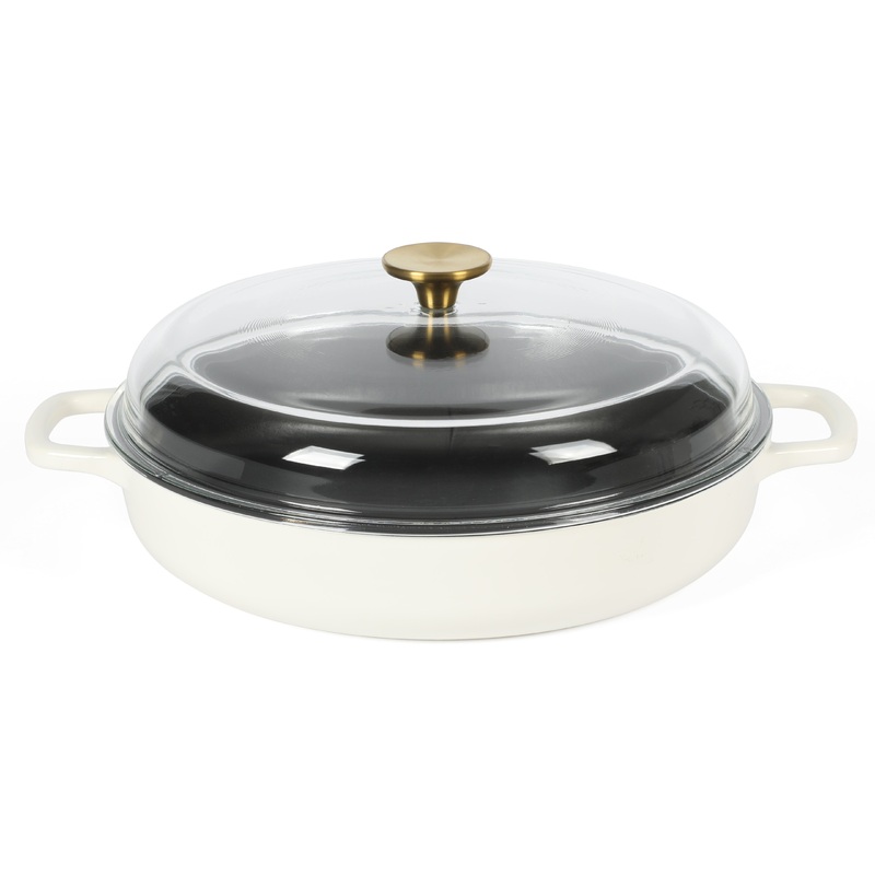 Sur La Table Kitchen Essentials 3.75-Quart Enameled Cast Iron All-In-One Multi-Purpose Non-Toxic Nonstick Braiser Pan w/ Borosilicate Glass Lid