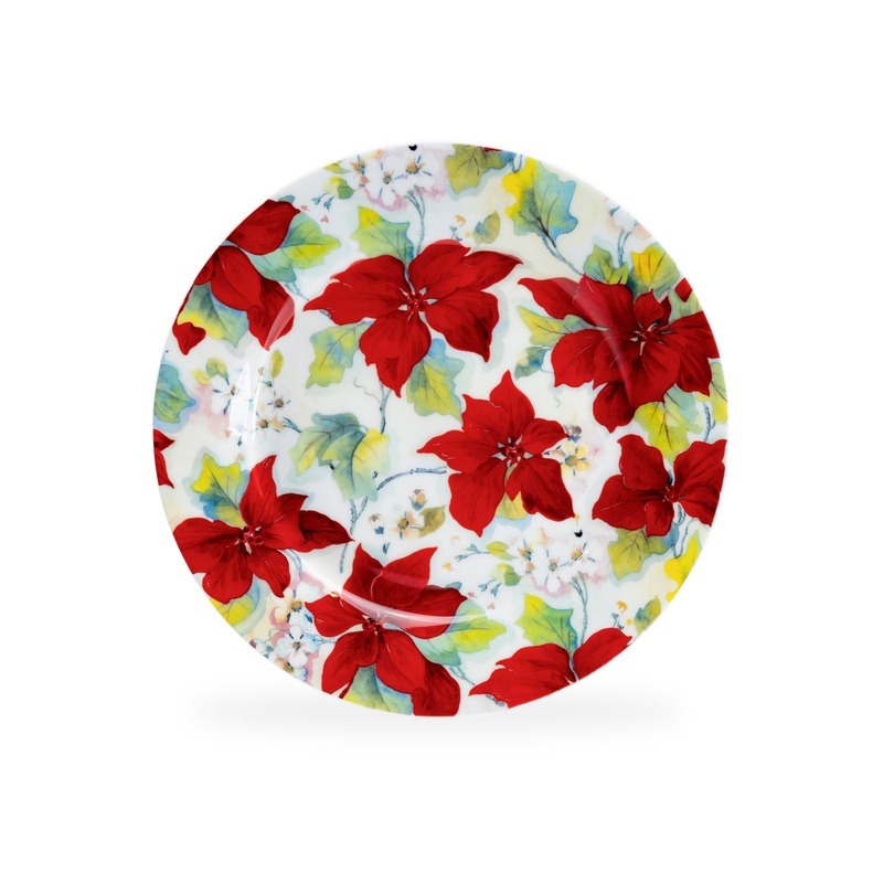 7.5″ Poinsettia Bone China Dessert Plate