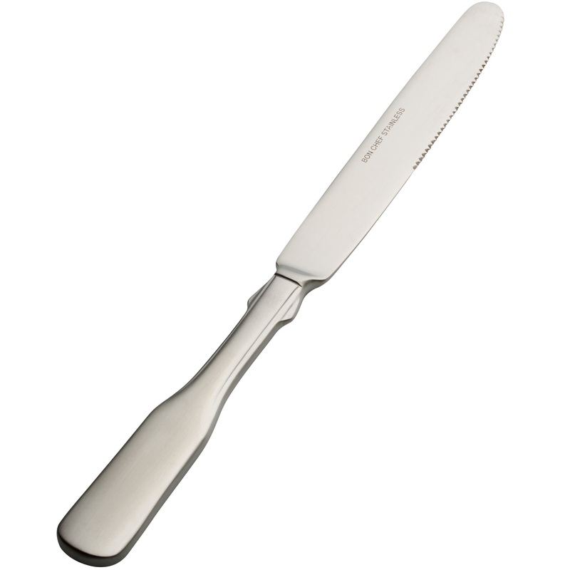 Bon Chef S1912 Liberty 9 15/16″ 13/0 Stainless Steel European Size Solid Handle Dinner Knife – 12/Pack