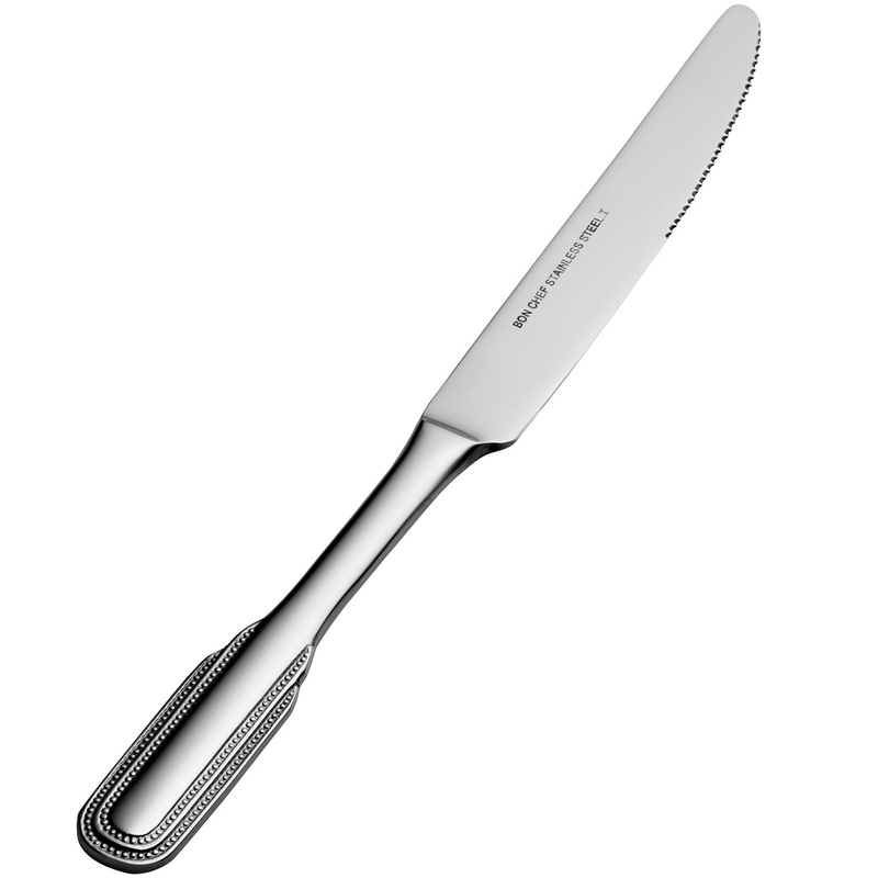 Bon Chef S2412 Empire 9 13/16″ 13/0 Stainless Steel European Size Solid Handle Dinner Knife – 12/Pack