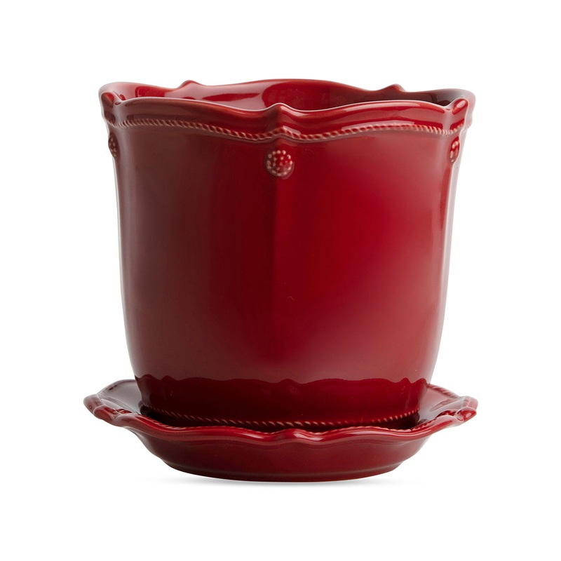 Juliska Berry & Thread 7″ Planter & Saucer – Ruby