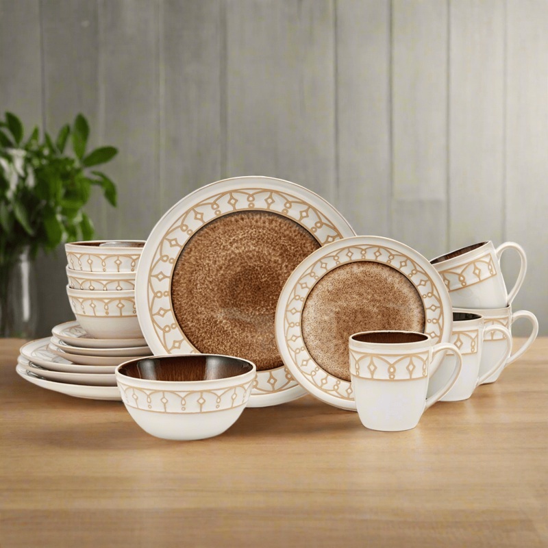 Remi Beige 16 Piece Dinnerware Set, Service for 4