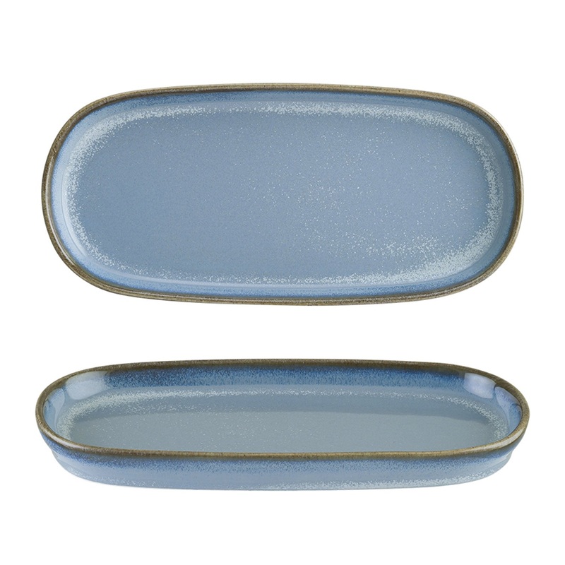 Sky 8.5″ x 4″ x h:0.75″ Oval Blue Porcelain Platter