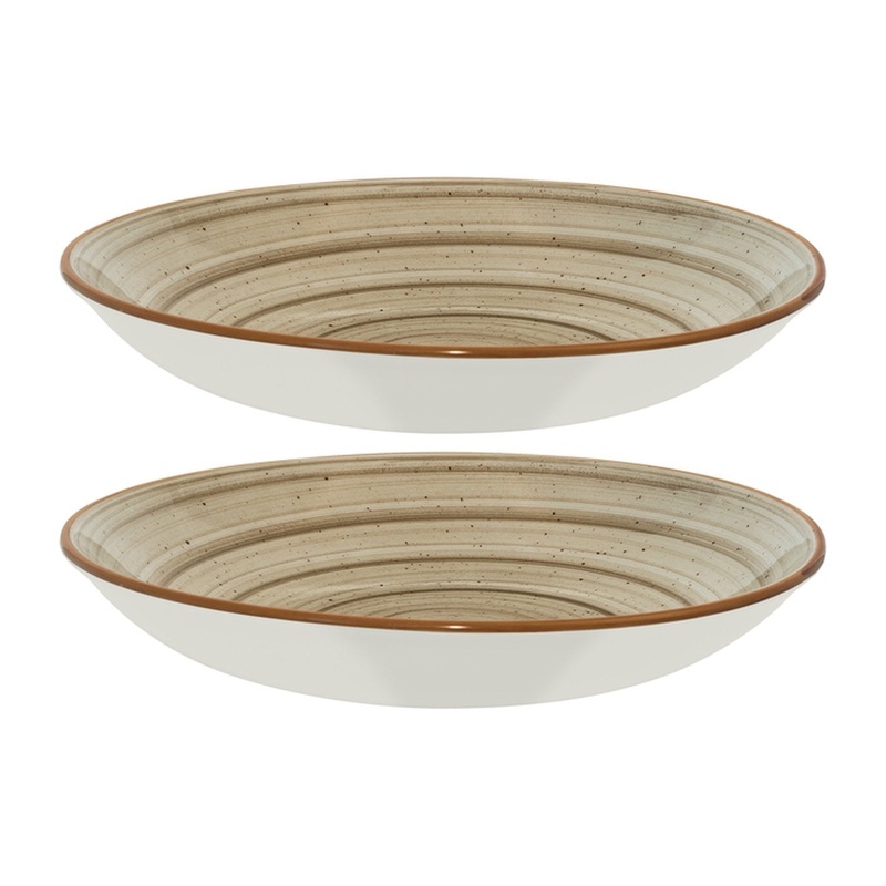 Terrain dia.10″ h:2″ 44 oz. Round Brown Porcelain Bowl (Set of 2)