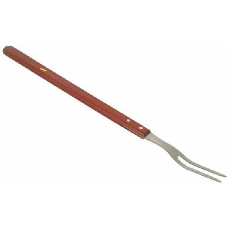 2-Prong Stainless Steel Square Pot Fork with Long Wooden Riveted Handle- Stainless Steel Kitchen Meat Fork Serving Grill BBQ Chef Turning Barbecue