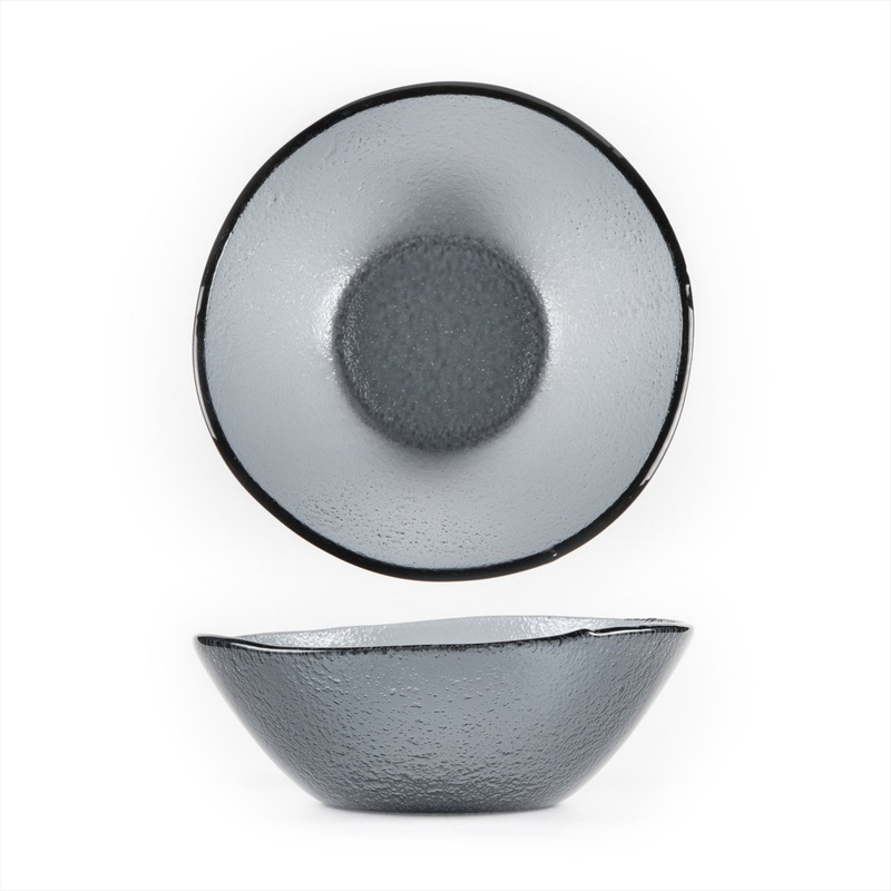 Glass Dinnerware dia.7.5″ h:2.75″ 20 oz. Round Charcoal Glass Bowl
