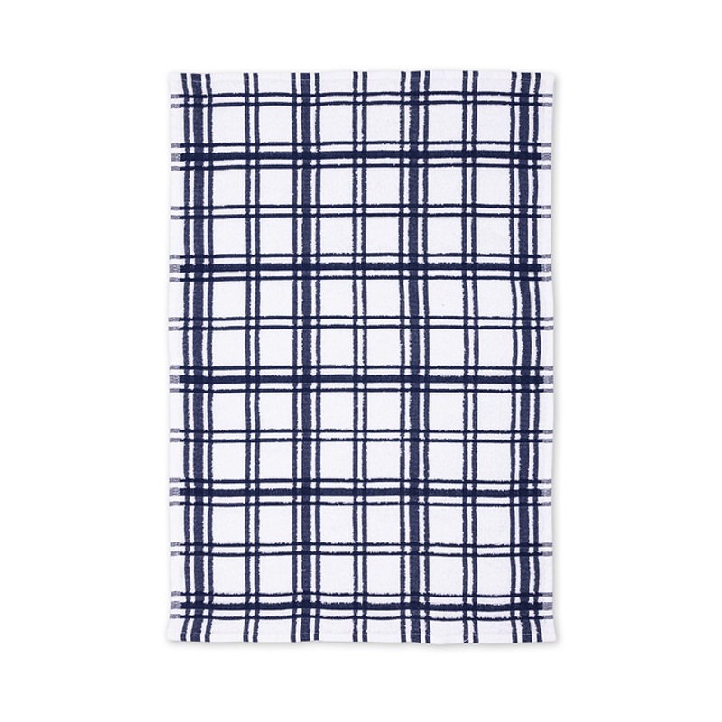 MU Kitchen Ink Blue Windowpane Terry Towel