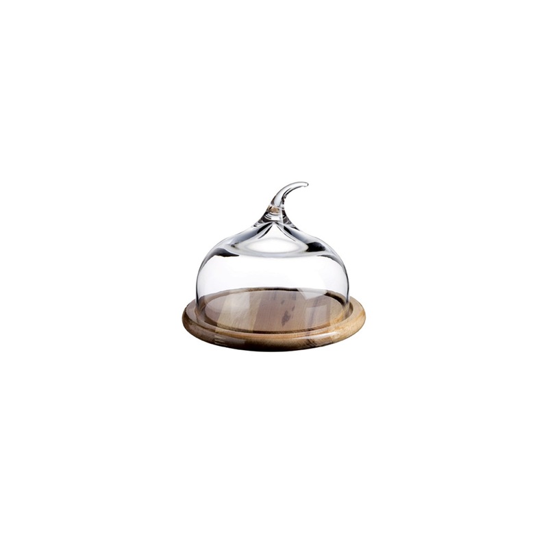 Senses Small Glass Dome with Wood Base