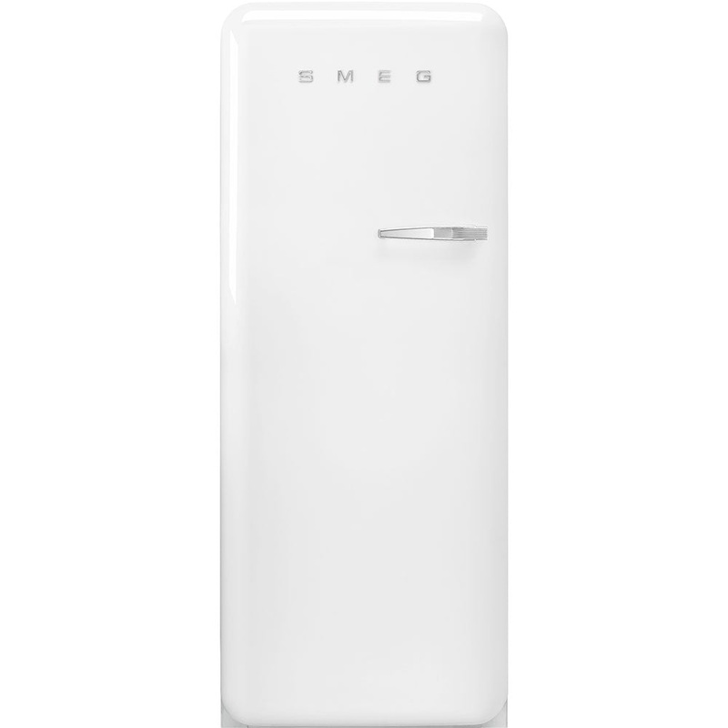 Smeg 50’s Retro Style Aesthetic Freestanding White Refrigerator Left Hand Hinge with Freezer, 24-Inches