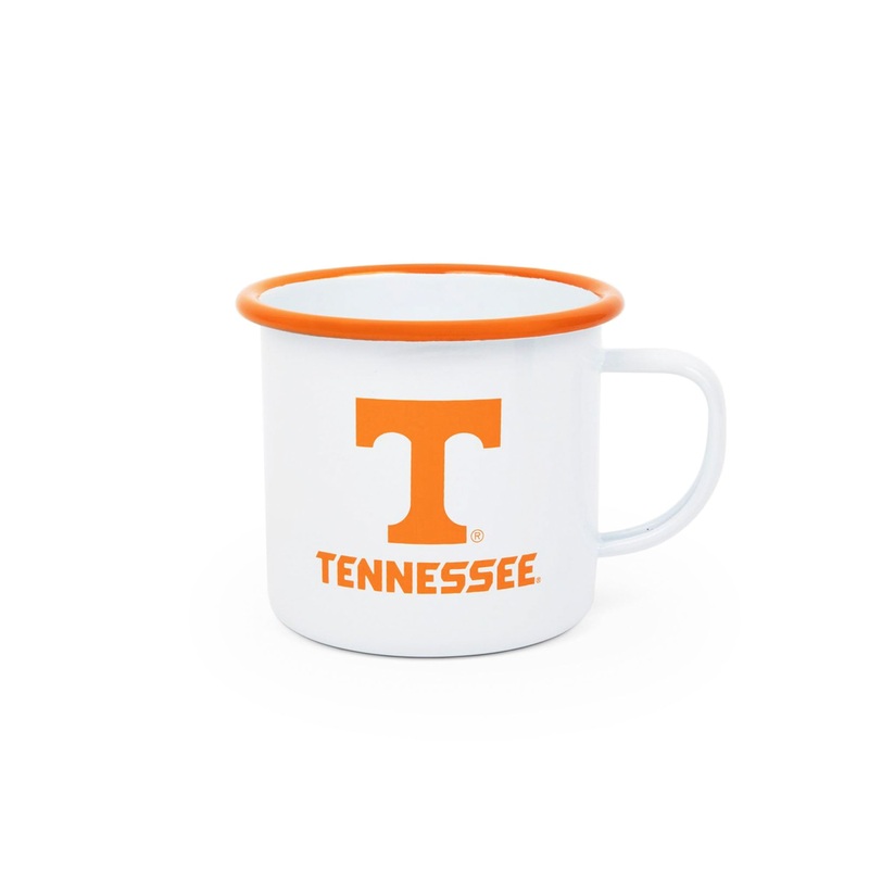 U of Tennessee Enamelware 16oz Mug, Orange Rim