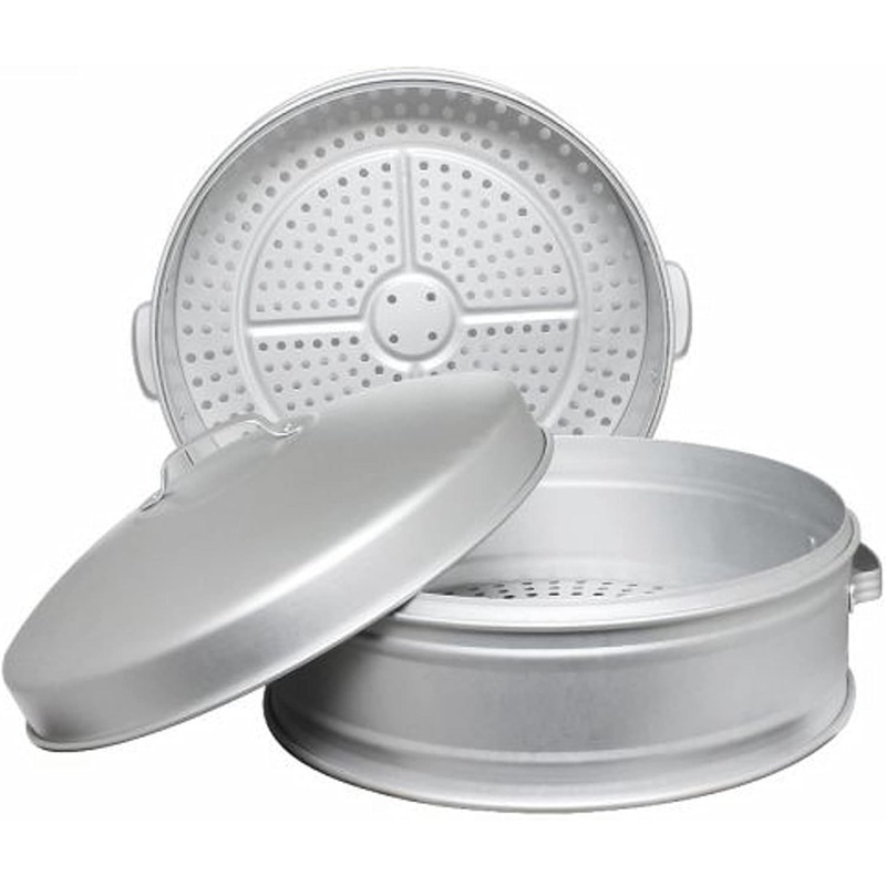 Aluminum Steamer 2 Tier without bottom Big hole size- Steamer for Cooking Steamer Pot Food Steamer Steam Pots with Lid for Cooking Vegetables Seafood Soups Stews and Pasta
