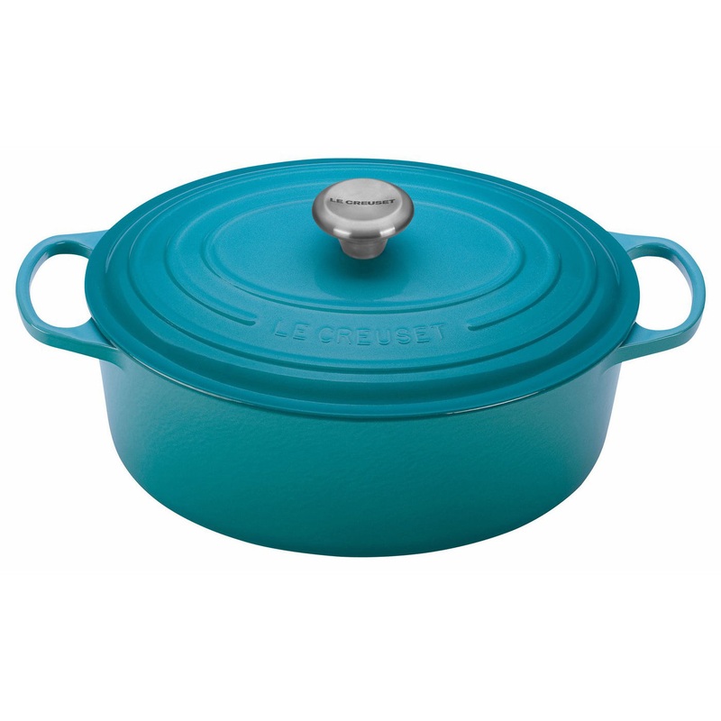 Le Creuset 5 Qt. Signature Oval Dutch Oven w/Stainless Steel Knob – Caribbean- Personalized Engraving Available