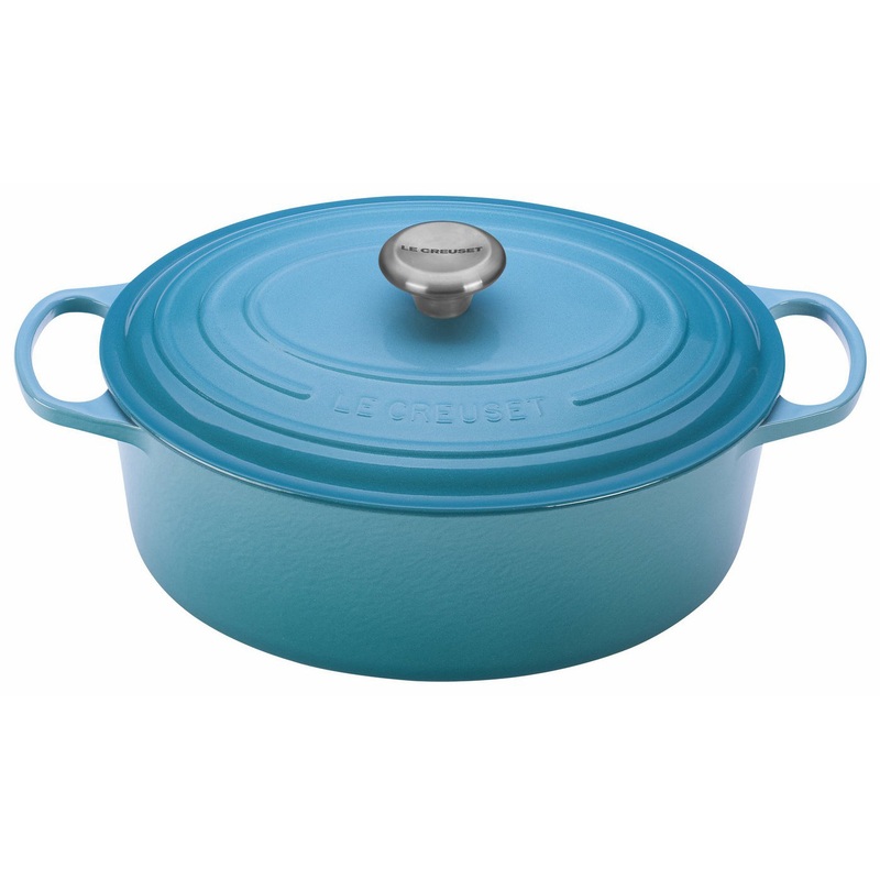 Le Creuset 6 3/4 Qt. Signature Oval Dutch Oven w/Stainless Steel Knob – Caribbean- Personalized Engraving Available