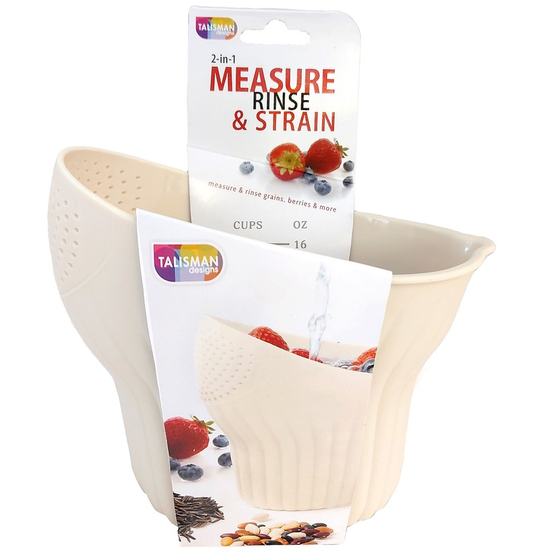 Talisman Designs 2-in-1 Measure Rinse & Strain for Grains, Fruit, and Beans, 2 Cups