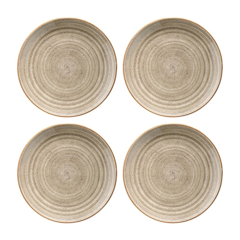 Terrain dia.10.5″ Round Brown Porcelain Plate (Set of 4)