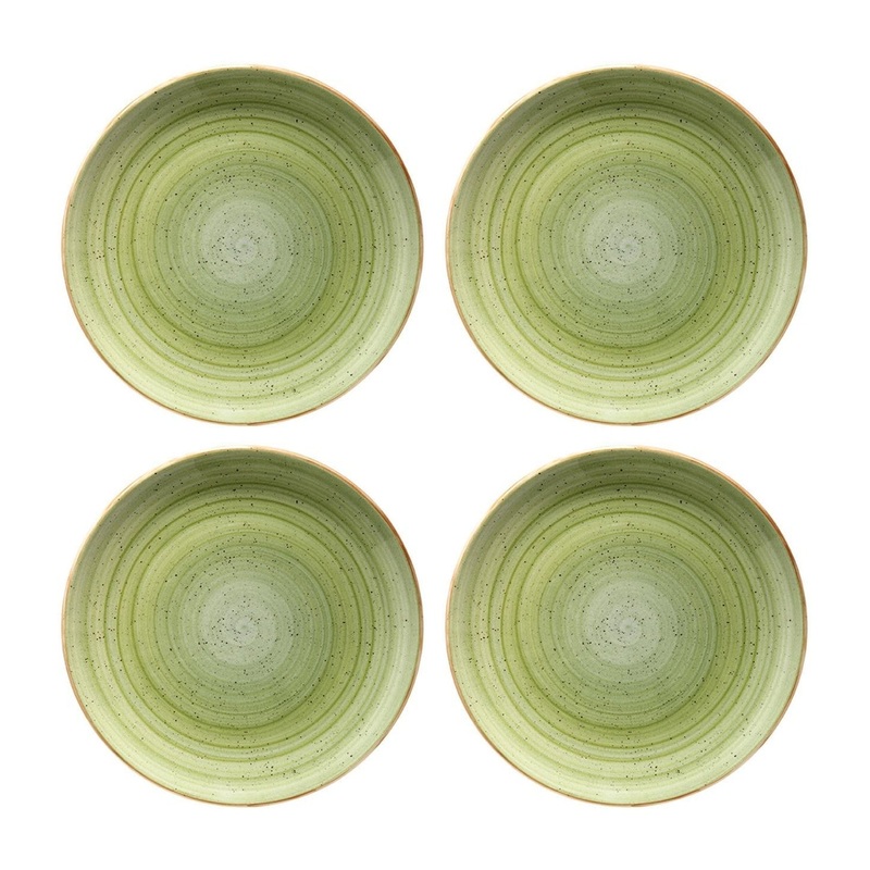 Therapy dia.7.5″ Round Green Porcelain Plate (Set of 4)