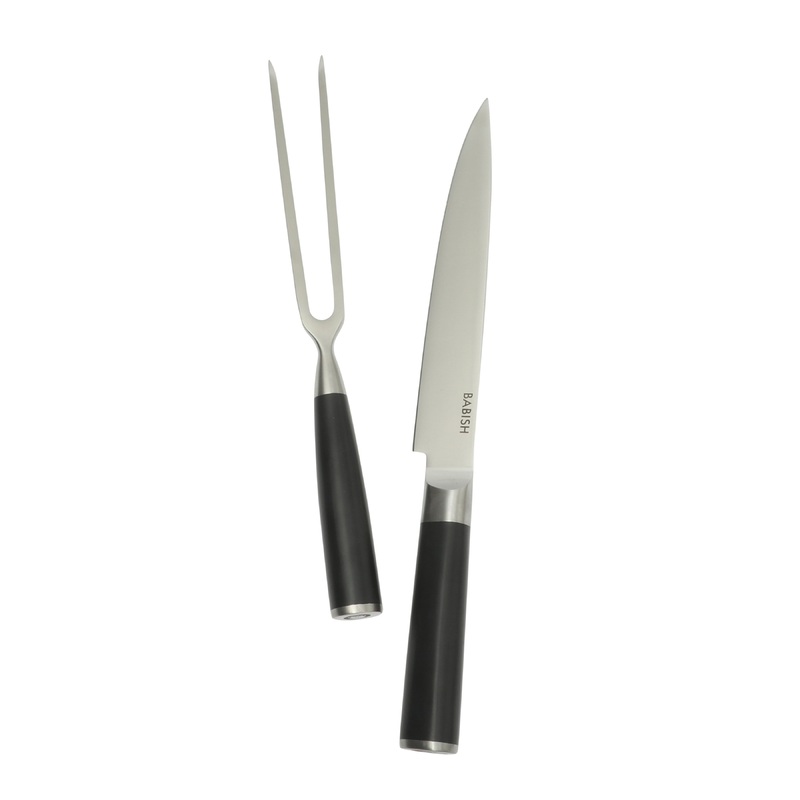 Babish 2-Piece Carving Knife and Fork Set  8-Inch Stainless Steel Carving Knife with 6.5-Inch Fork  Precision Cutlery for Turkey, Roast, and Meat Carving  Ergonomic ABS Handles
