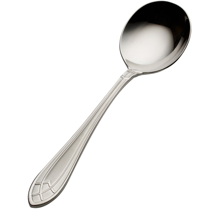 Bon Chef S1401 Viva 6 5/16″ 18/10 Stainless Steel Bouillon Spoon – 12/Pack