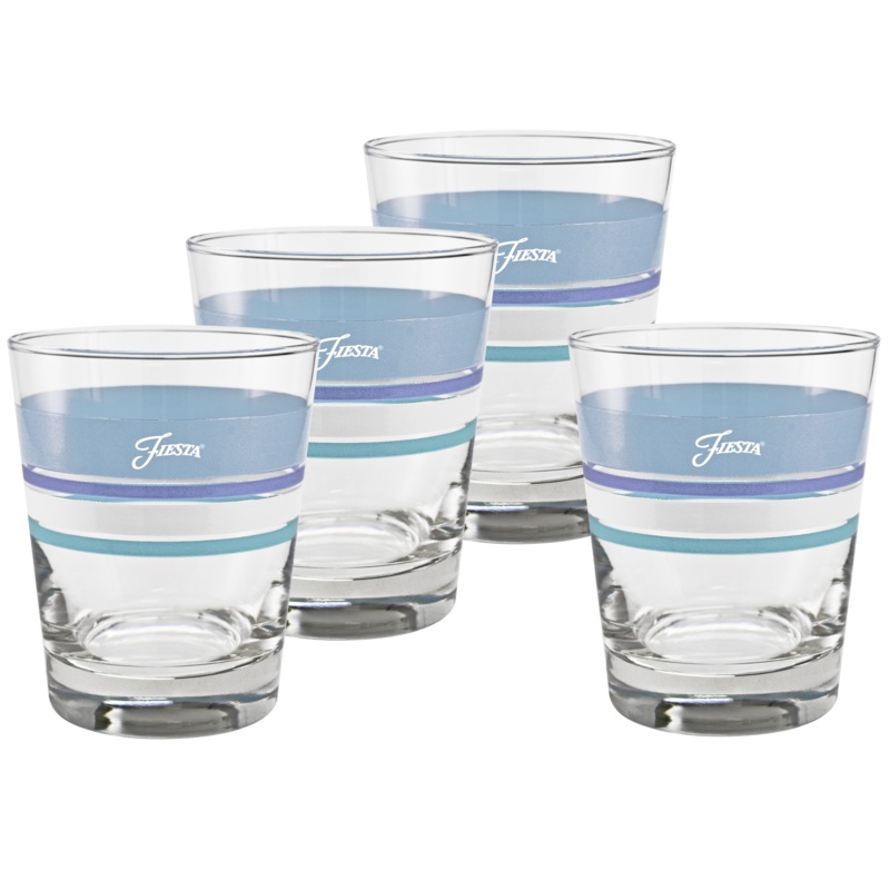 Coastal Blues 15 oz. Edgeline Tapered Double Old Fashion  Set of 4
