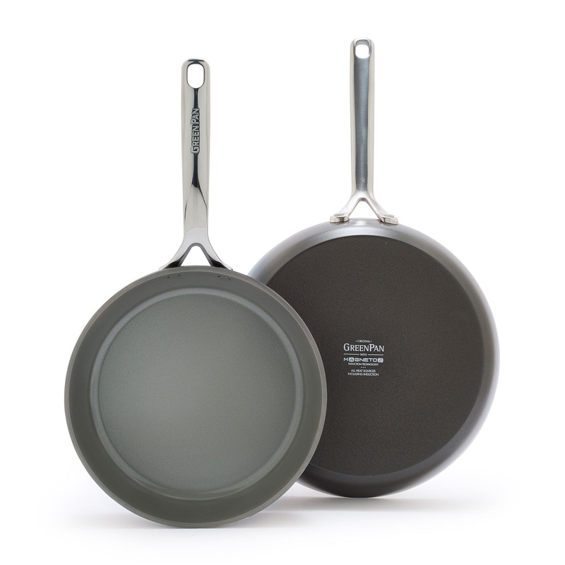 GP5 Colors Ceramic Nonstick 9.5″ and 11″ Frypan Set with Mirror Handles | Cocoa