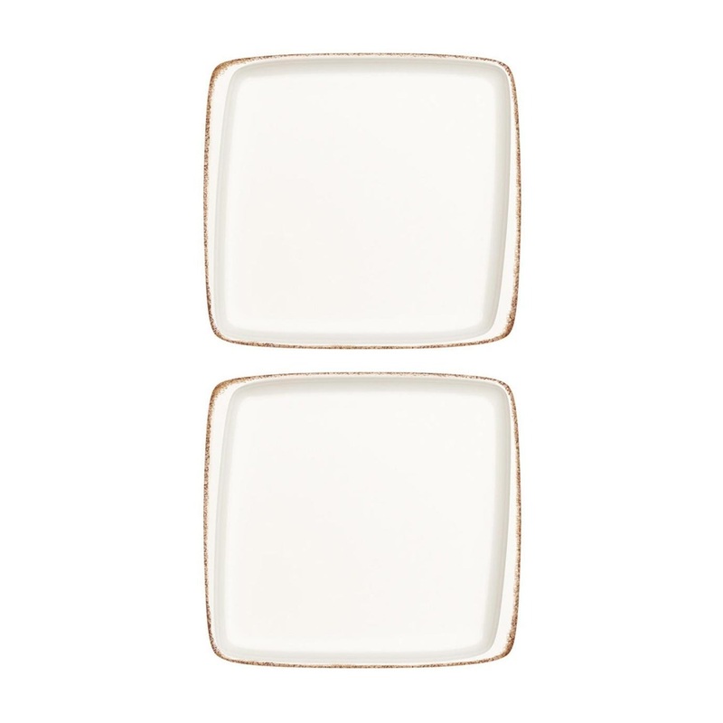 Retro 8.5″ x 8″ Square Decorated Porcelain Plate (Set of 2)