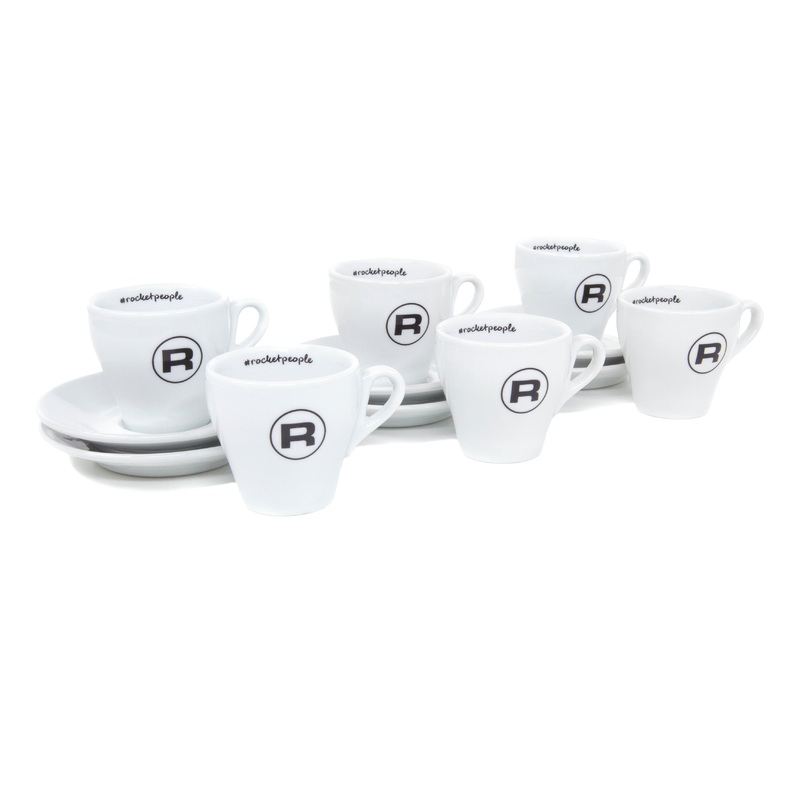 Rocket Espresso 6 Piece Flat White Cup and Saucer Set – White