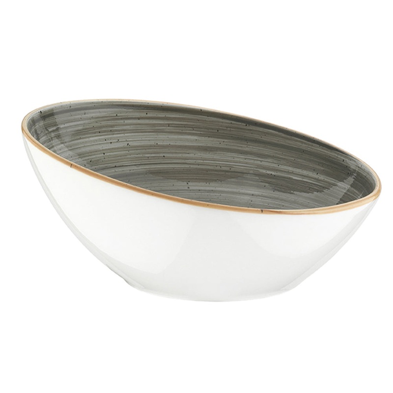 Space dia.8.75″ h:3″ 29 oz. Round Grey Porcelain Bowl