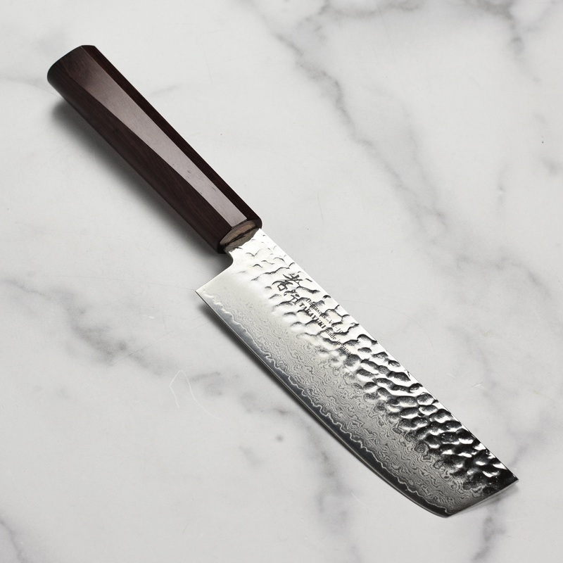 Takayuki Tsuchime Damascus 6.3″ Nakiri with Ebony Handle