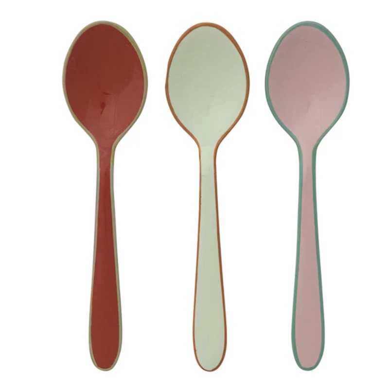 Enameled Stainless Steel Spoon with Colored Edge