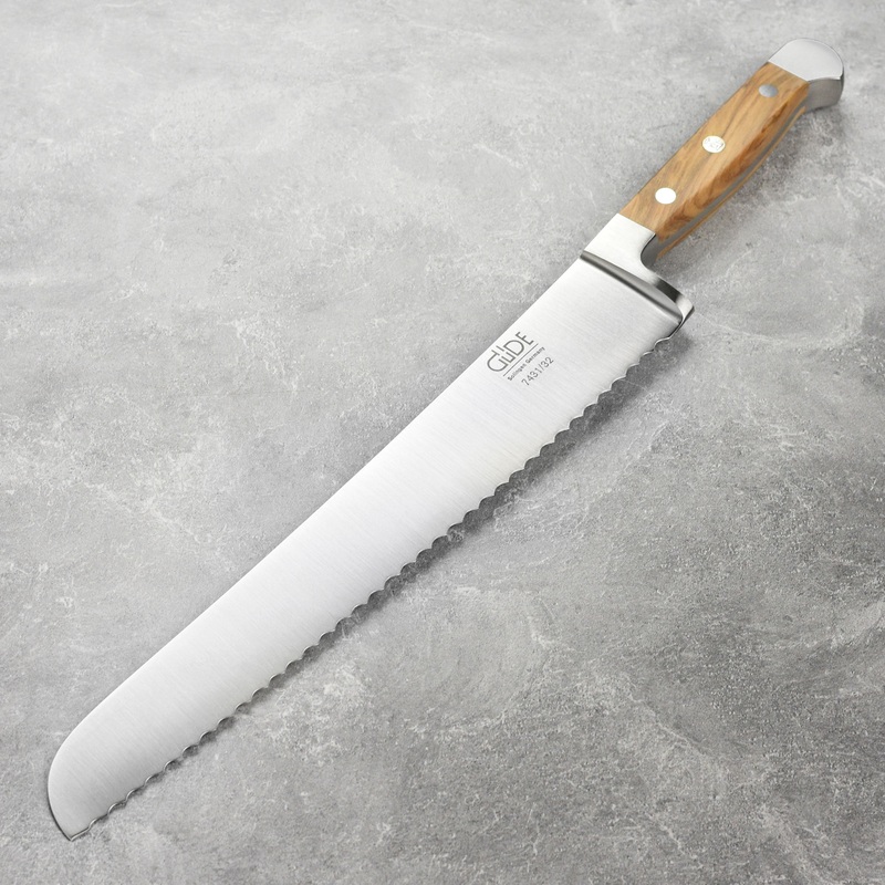 Franz Gude 12.6″ Large Bread Knife with Olive Wood Handle, Right-Handed