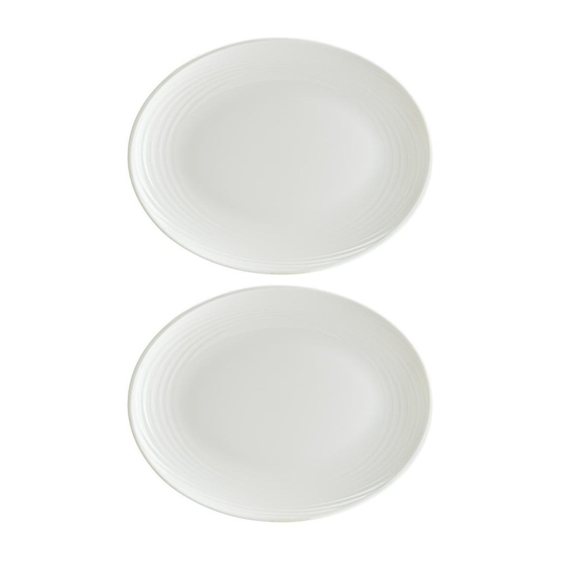 Loop 12.25″ x 9.5″ x h:1″ Oval Warm White Porcelain Platter (Set of 2)
