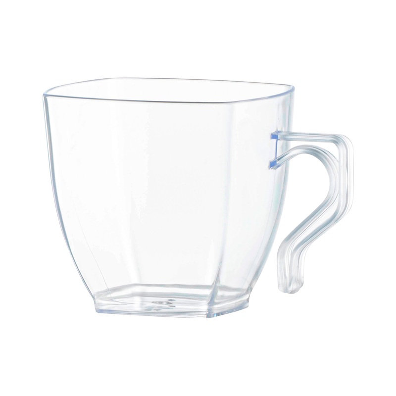 8 oz. Clear Square Plastic Coffee Mugs