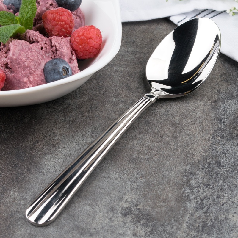 Acopa Harmony 7 1/4″ 18/8 Stainless Steel Extra Heavy Weight Oval Bowl Dinner / Dessert Spoon – 12/Pack