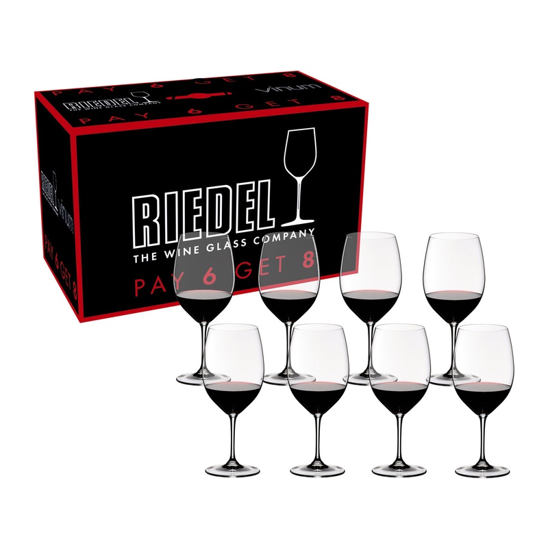 Riedel Vinum Cabernet Sauvignon/Merlot/Bordeaux Glass – Buy 6 Get 8 – Set of 8