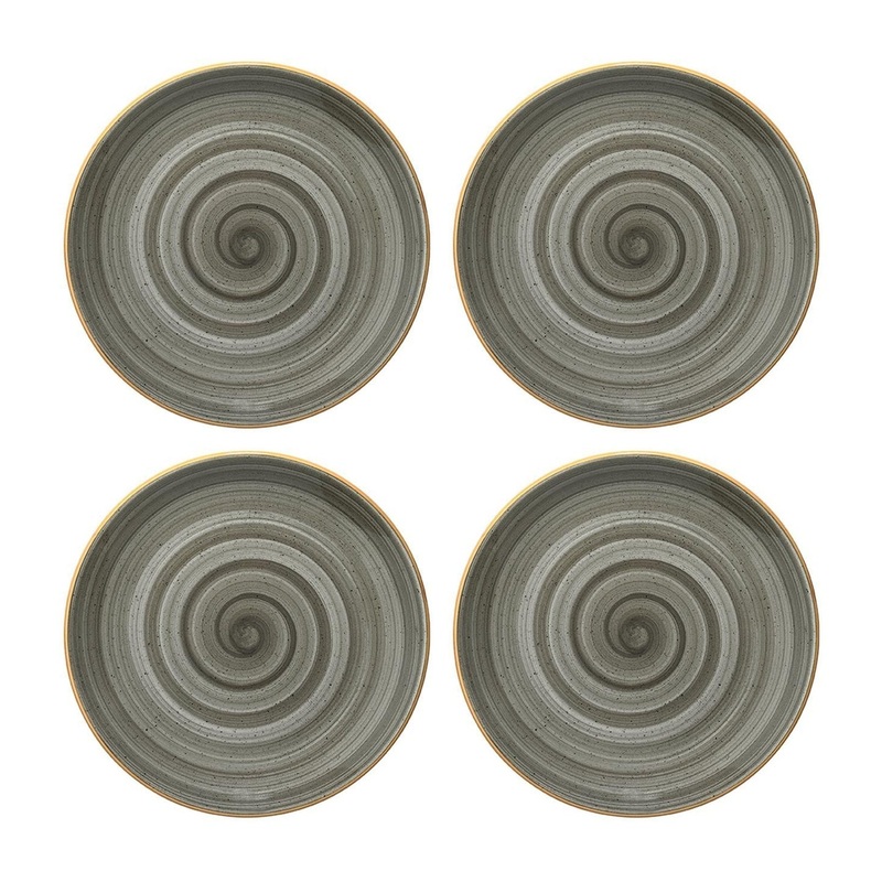 Space dia.7.5″ Round Grey Porcelain Plate (Set of 4)