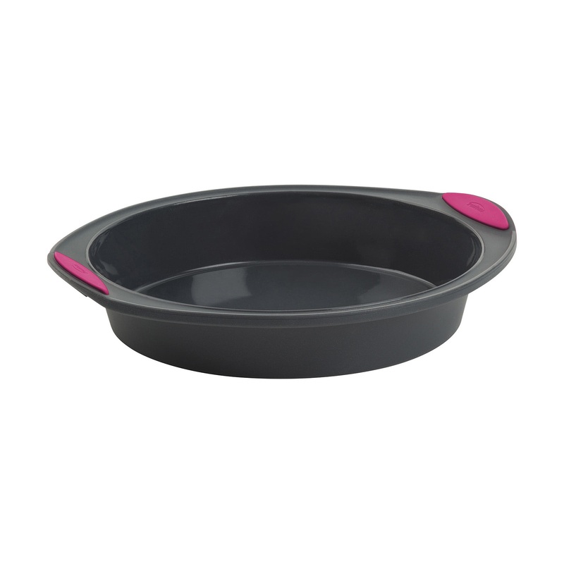Trudeau Structure Silicone 9-Inch Round Cake Pan, Gray/Pink