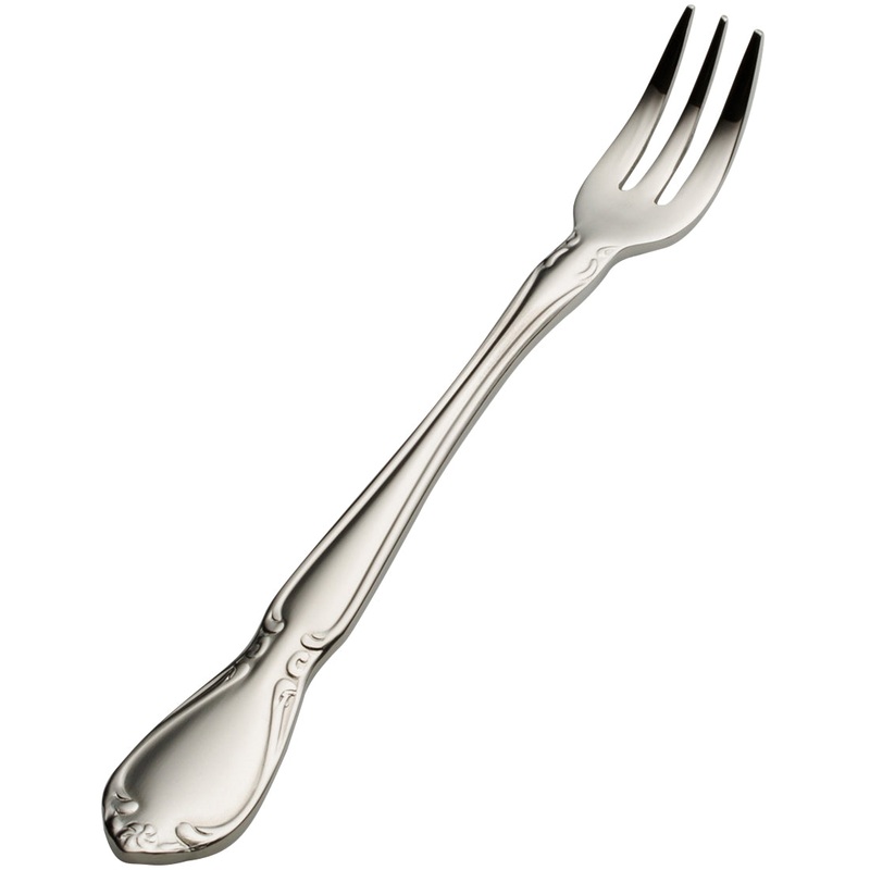 Bon Chef S1808 Queen Anne 5 3/4″ 18/10 Stainless Steel Oyster / Cocktail Fork – 12/Pack