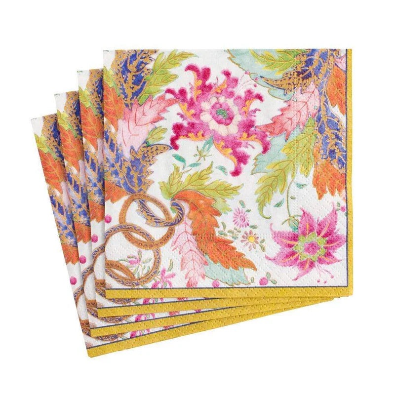 Caspari Tobacco Leaf Paper Cocktail Napkins in Ivory – 20 Per Package