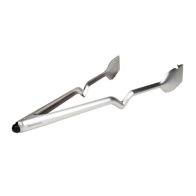 Dreamfarm BBQ Clongs Sit Up Click Lock Tongs, 15-Inch, Stainless Steel