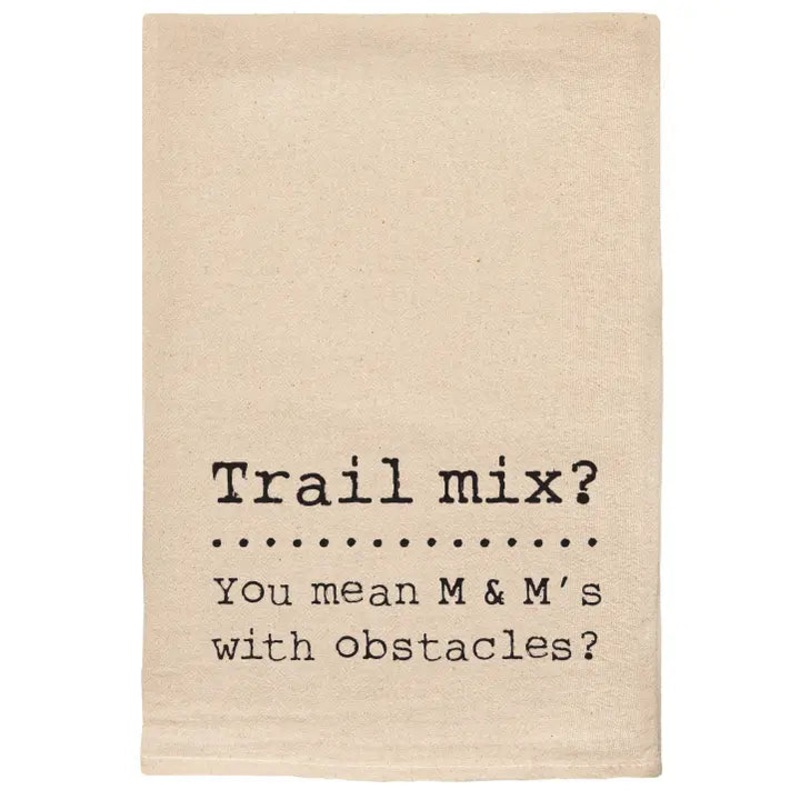 Ellembee Trail Mix You Mean M & M’s with Obstacles Kitchen Tea Towels