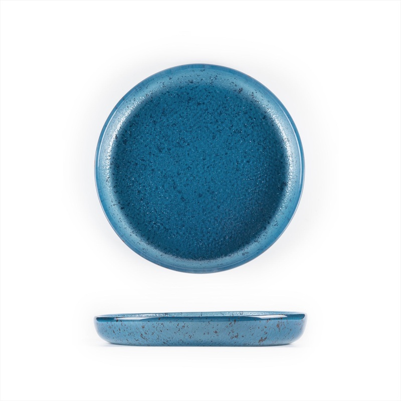 Glass Dinnerware dia.9.5″ Round Blue Glass Plate