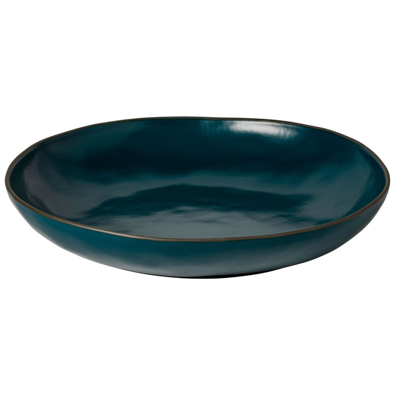Low Serving Bowl, Stacked Organic – Deep Sea