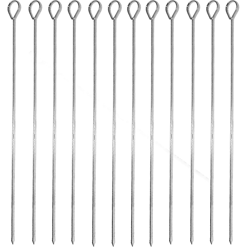 Stainless Steel Skewers Set of 12 – Wide Reusable Stainless Steel Barbecue Skewers BBQ Skewers Kebab Sticks Skewers for Grilling Meat Shrimp Chicken Vegetable Outdoor Cooking