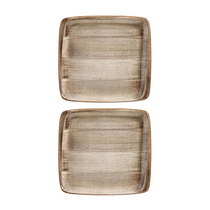Terrain 8.5″ x 8″ Square Brown Porcelain Plate (Set of 2)