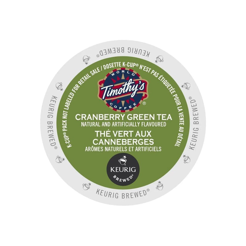 Timothy’s Cranberry Green Tea K-Cup Recyclable Pods (Box of 24)